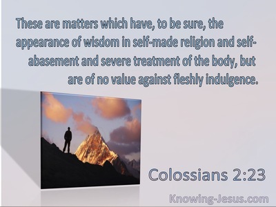 Colossians 2:23 These Matters Have An Appearance Of Wisdom But Are Of No Value (blue)